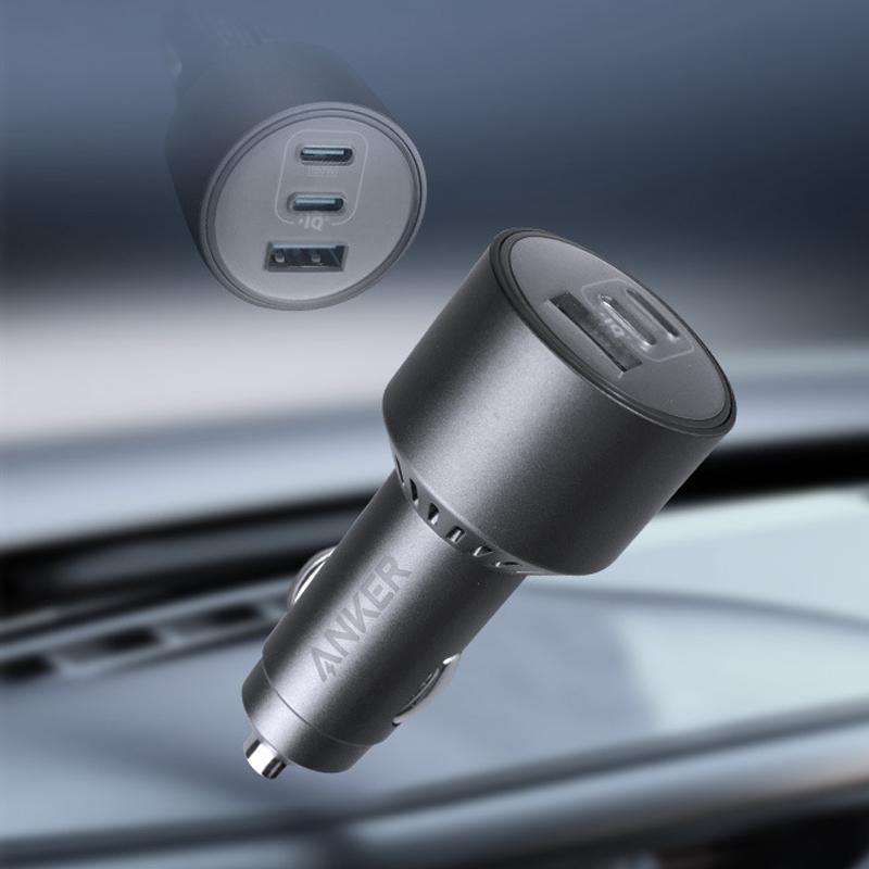 ANKER A2737 167.5W Dual Type-C+UAB-A 3 Ports Car Charger Cell Phone PD Fast Charger(Siver Gray)