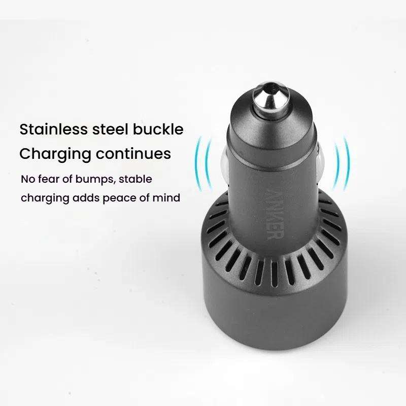 ANKER A2737 167.5W Dual Type-C+UAB-A 3 Ports Car Charger Cell Phone PD Fast Charger(Siver Gray)