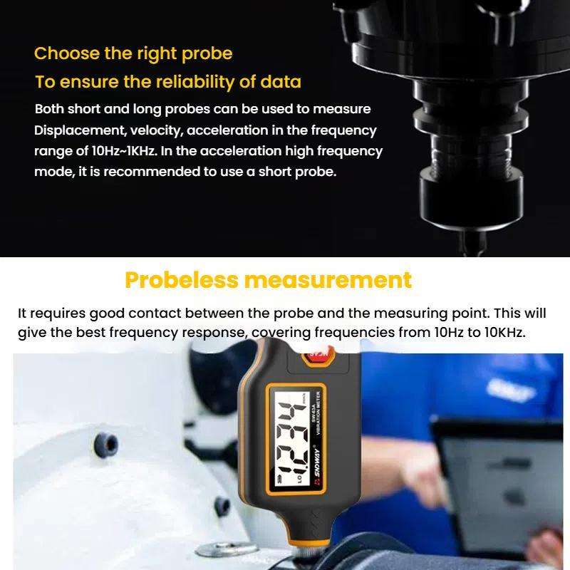 SNDWAY SW-63A Digital Vibrometer Motor Fault Detector Mechanical Vibration Measurement