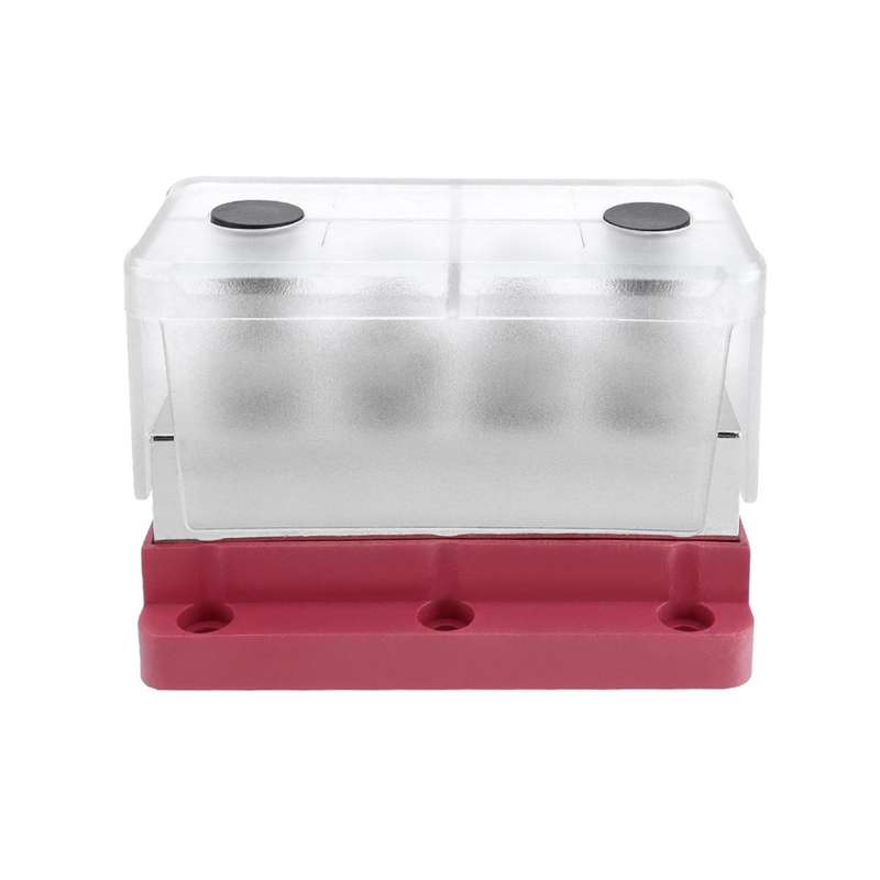 600A RV Yacht Copper Bolt 4 Stud Heavy Duty Busbar Terminal, Color: Red Single