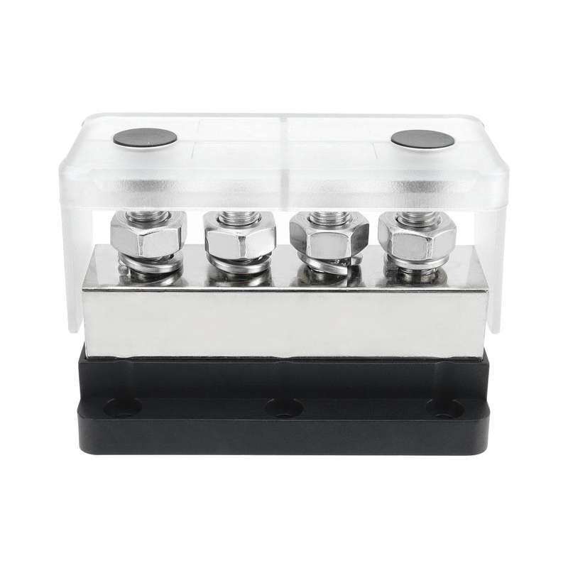 600A RV Yacht Copper Bolt 4 Stud Heavy Duty Busbar Terminal, Color: Black Single
