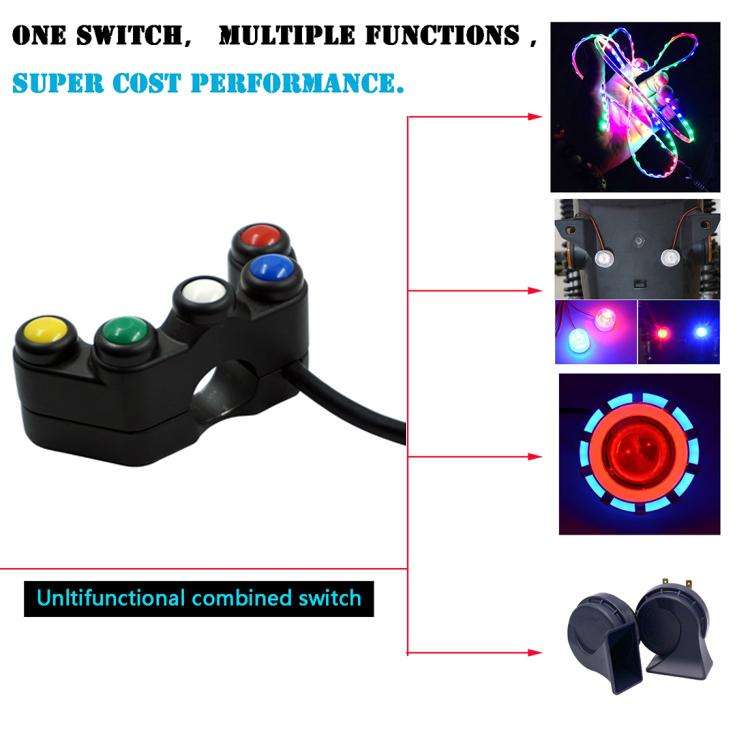 Motorcycle Headlight Auxiliary Light Horn Switches Aluminum Alloy Five-position Faucet Switches with