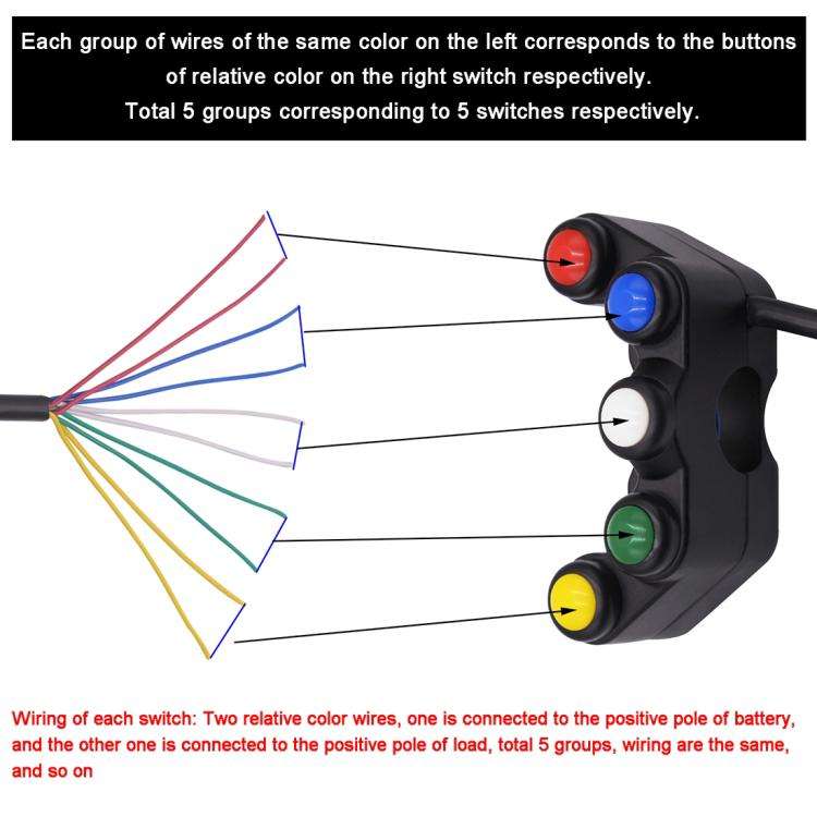 Motorcycle Headlight Auxiliary Light Horn Switches Aluminum Alloy Five-position Faucet Switches with