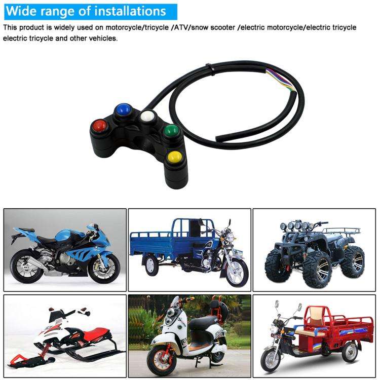 Motorcycle Headlight Auxiliary Light Horn Switches Aluminum Alloy Five-position Faucet Switches with