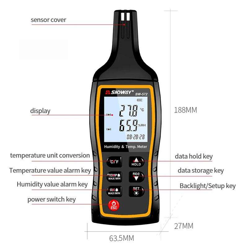 SNDWAY SW-572 Handheld Digital Temperature Humidity Meter High Sensitivity Temperature Humidity Mete