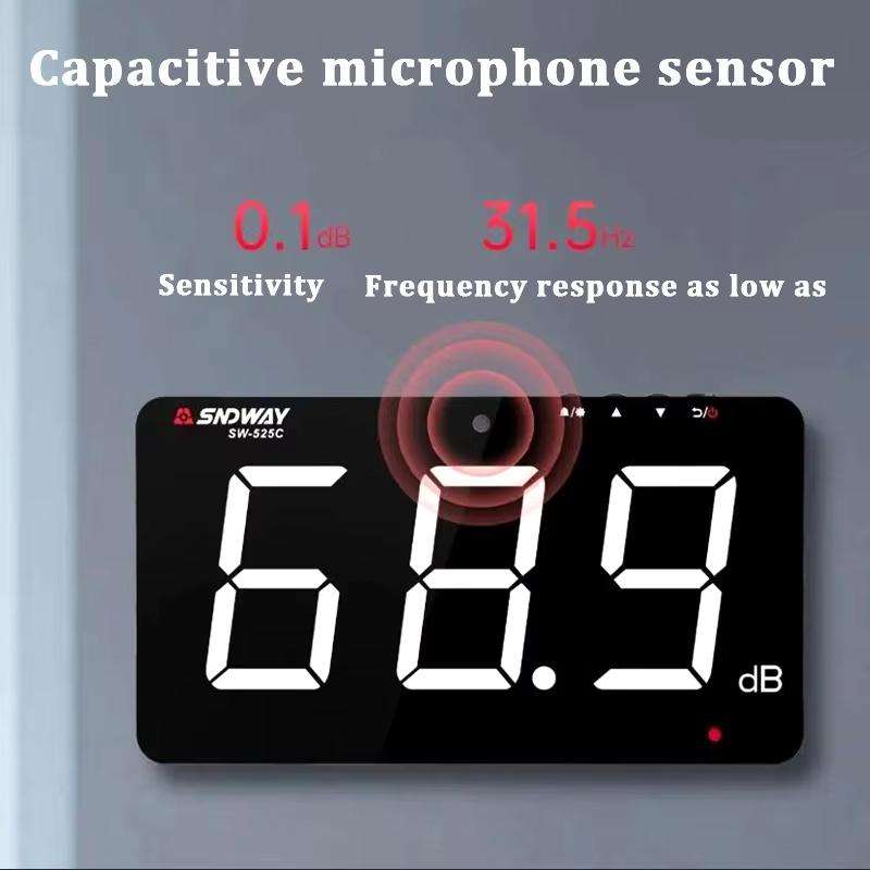 SNDWAY SW-525C 9.6 inch Wall Mounted Decibel Meter Large Screen Environmental Noise Monitor