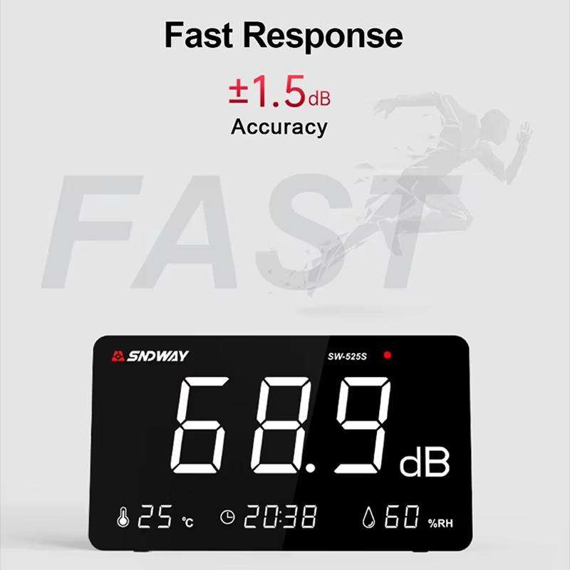 SNDWAY SW-525S Desktop Noise Meter Temperature and Humidity Meter Decibel Meter Environmental Noise