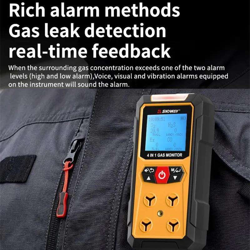 SNDWAY SW7500A 4 In 1 Gas Detector Combustible Gas Oxygen Hydrogen Sulfide Toxic and Harmful Detecti