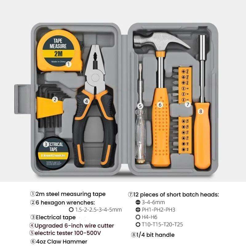 Multifunctional Home Hardware Tools Repair Hand Toolbox Combination Set, Style: 24pcs /Set Pliers Up
