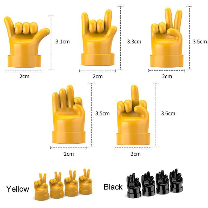 4pcs /Set Car Gesture Valve Tire Decorative Rubber Cap, Color: Black Yeah