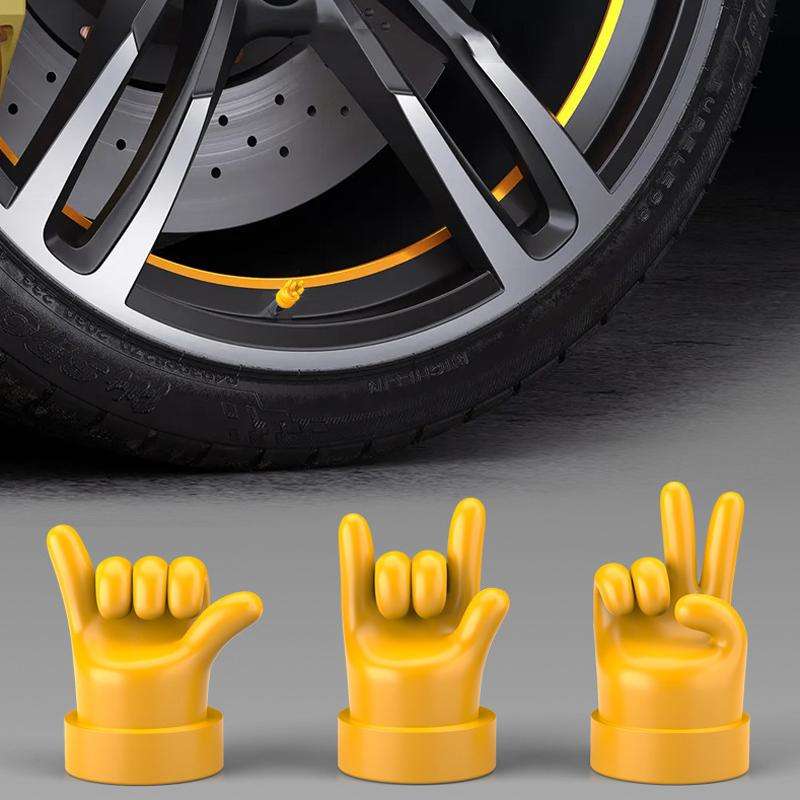 4pcs /Set Car Gesture Valve Tire Decorative Rubber Cap, Color: Black Yeah