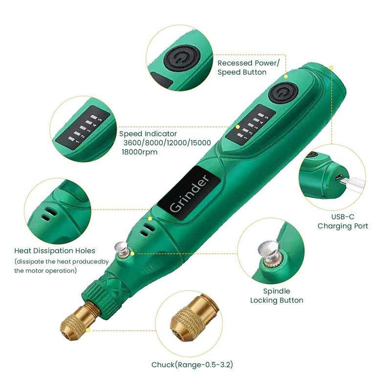 26pcs /Set 5-speed Mini Electric Grinder Micro Drill Metal Glass Ceramic Grinding Carving Cutting An