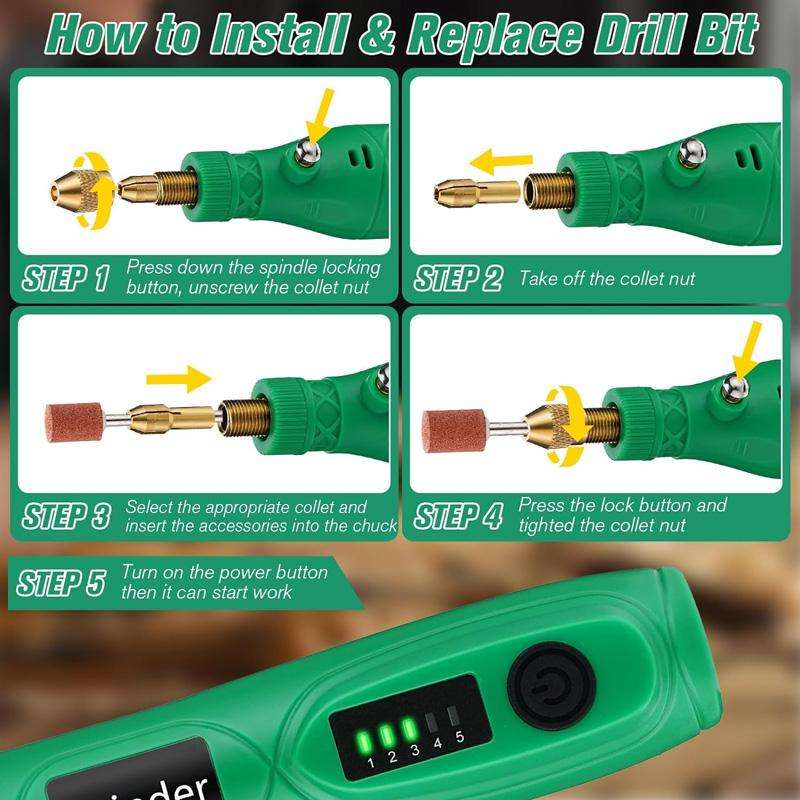 26pcs /Set 5-speed Mini Electric Grinder Micro Drill Metal Glass Ceramic Grinding Carving Cutting An