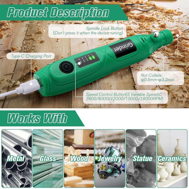 26pcs /Set 5-speed Mini Electric Grinder Micro Drill Metal Glass Ceramic Grinding Carving Cutting An