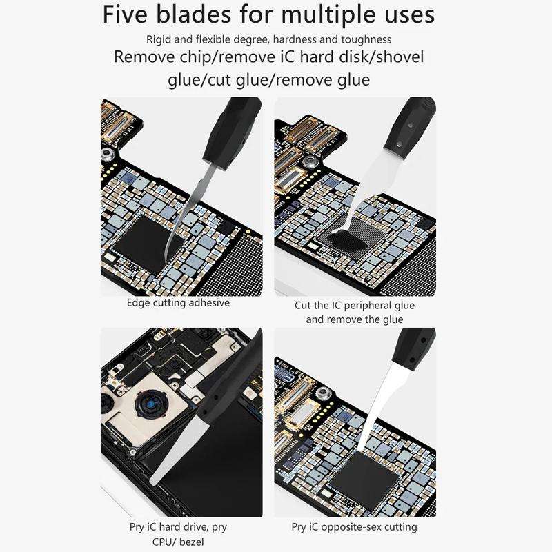 MaAnt M075 5pcs /Set Cell Phone Repair Rework Blade Pry Knife Motherboard Scraping Cutting Degumming