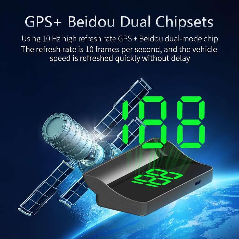 W1 Car HUD Head-up Display GPS Speedometer Speed Display, Spec: MPH(Green)