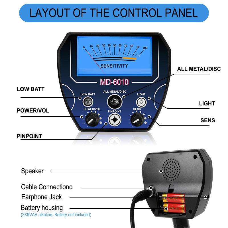 Goint MD-6010 Handheld Metal Detector High Sensitivity Underground Gold Detector Outdoor Treasure Hu
