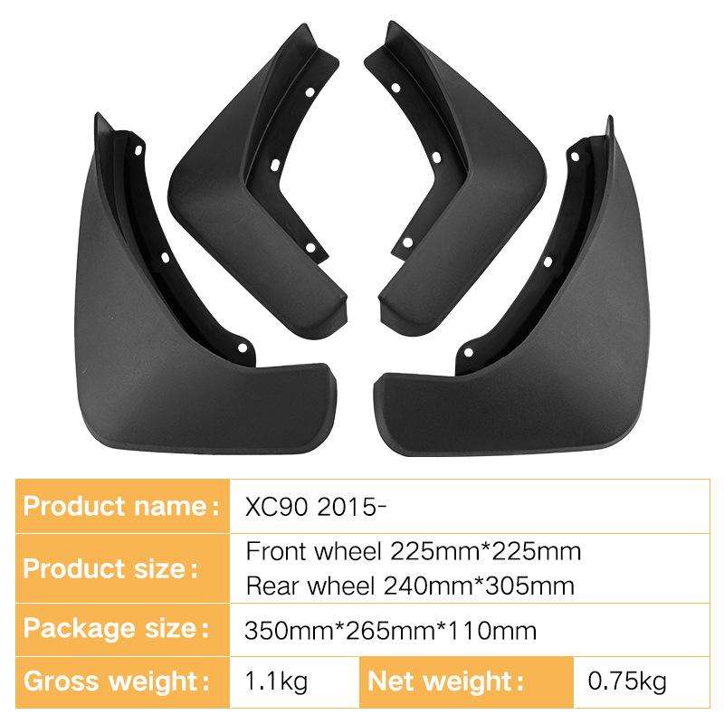 For 2015-2023 Volvo XC90 Car Tire Soft Rubber Mudguard(Black)
