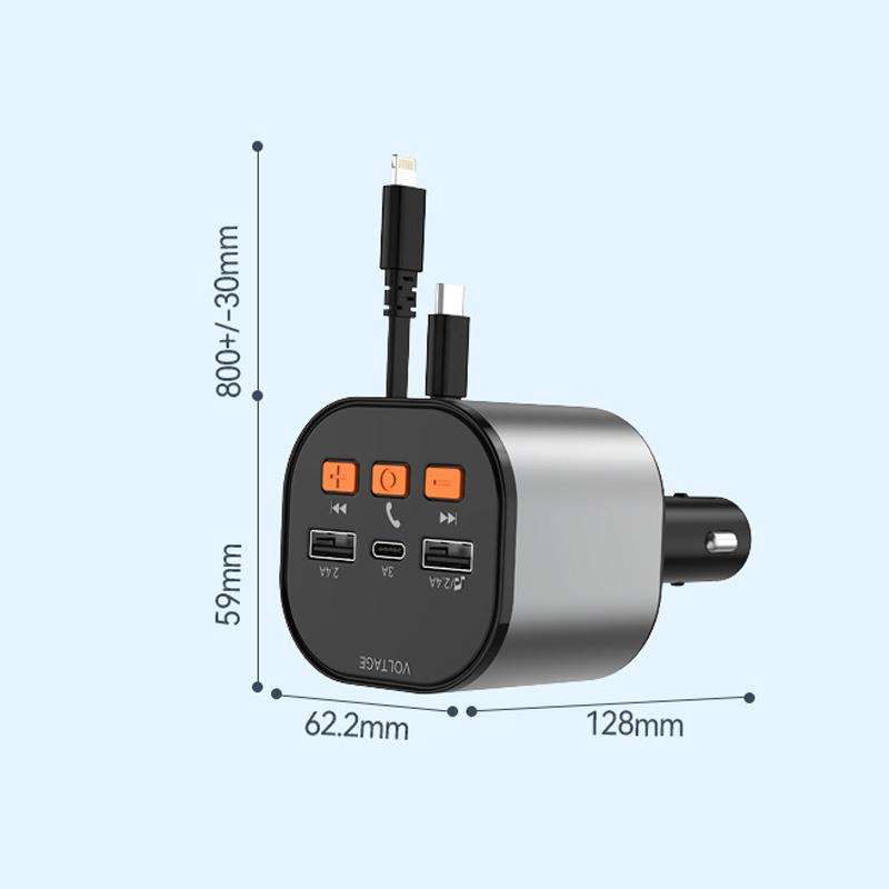 Multifunctional PD Bluetooth-Compatible USB Cigarette Lighter Car Fast Charging(8 Pin+TYPE-C)