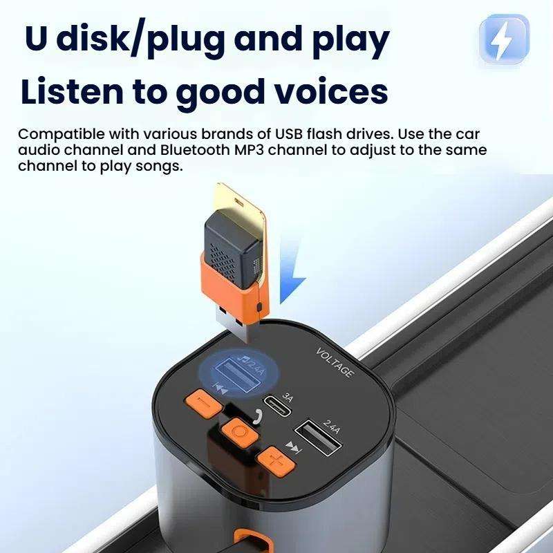 Multifunctional PD Bluetooth-Compatible USB Cigarette Lighter Car Fast Charging(8 Pin+TYPE-C)