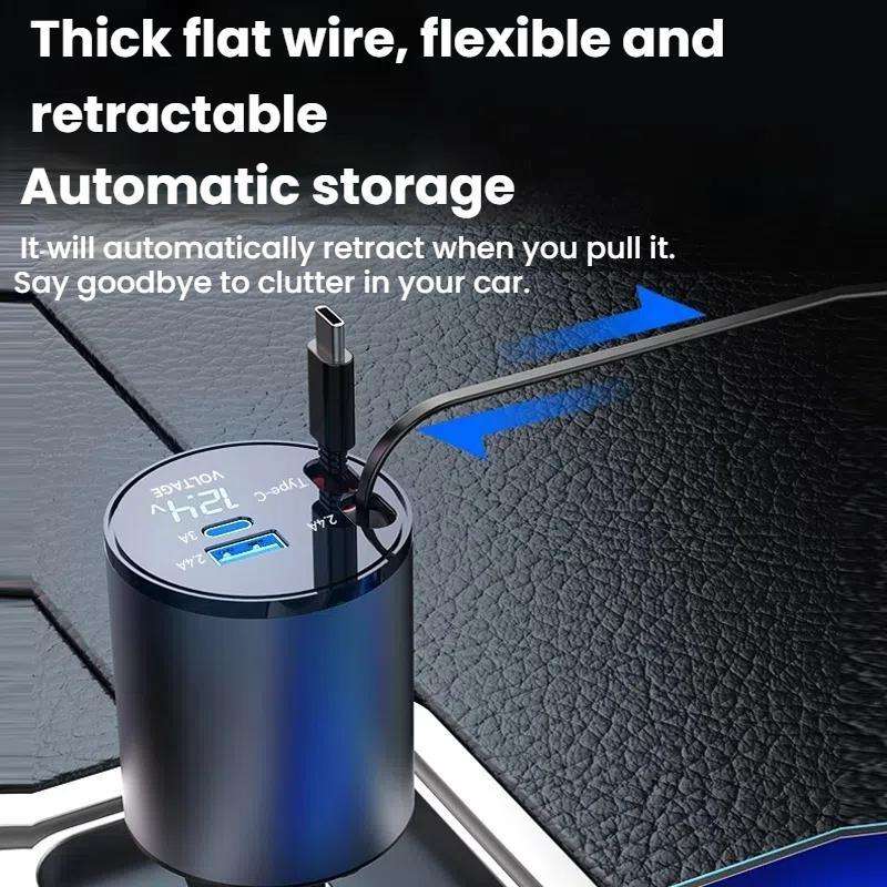 100W Metal Car Retractable Cable Cigarette Lighter Charger, Specification: 8 Pin+8 Pin (2.4A)