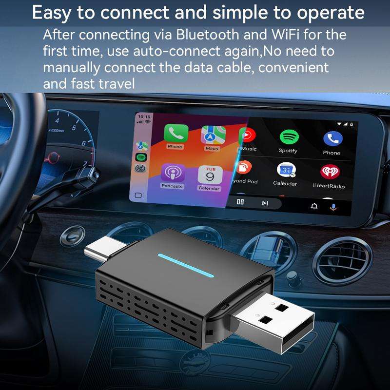 Car Wired Dual-port CarPlay/Android 2 in 1 Converts To Wireless Box