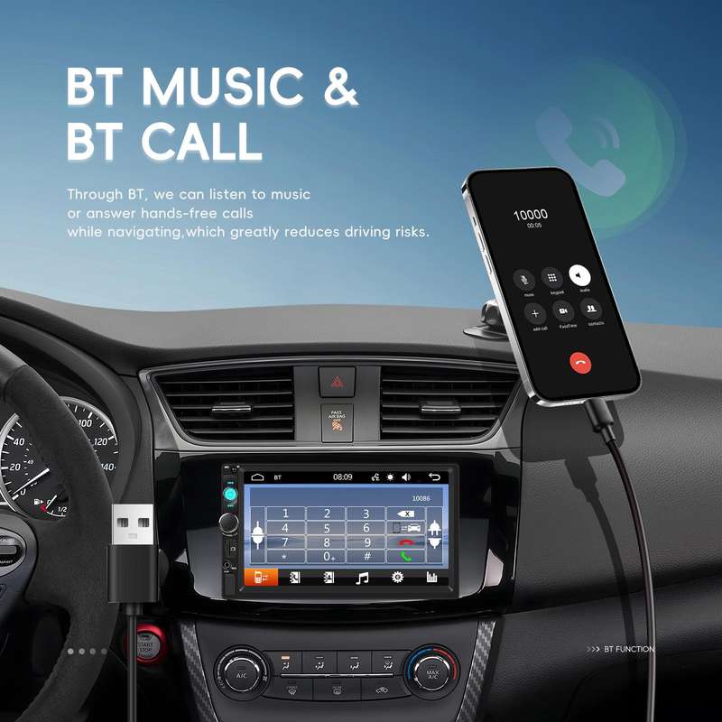 7 Inch Wired Carplay Dual Butt MP5 Player Bluetooth Big Screen Car Center Control, Spec: Standard