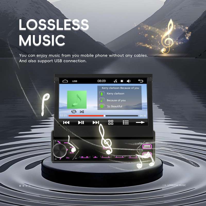 7 inch Universal Manual Retractable Screen Car MP5 Player Car Center Control All-in-One Wired Carpla