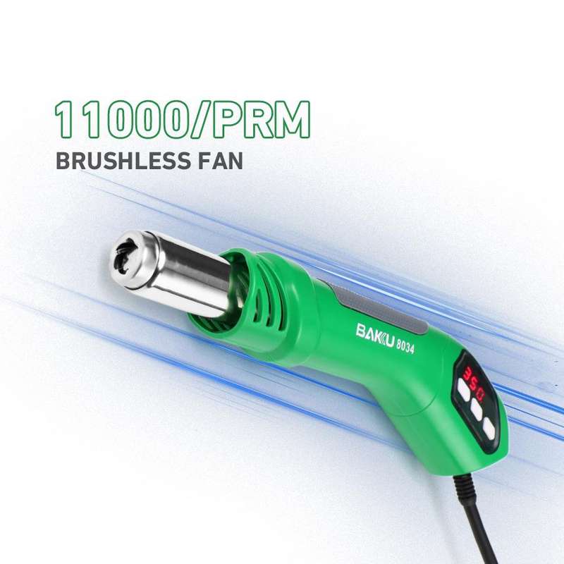 BAKU BA-8034 650W Hot Air Blower 100-500 Degrees Celsius Heat Tool With 3 Nozzles 220V EU Plug