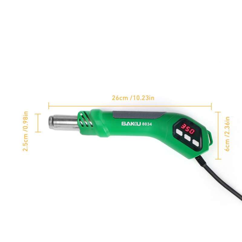 BAKU BA-8034 650W Hot Air Blower 100-500 Degrees Celsius Heat Tool With 3 Nozzles 220V EU Plug