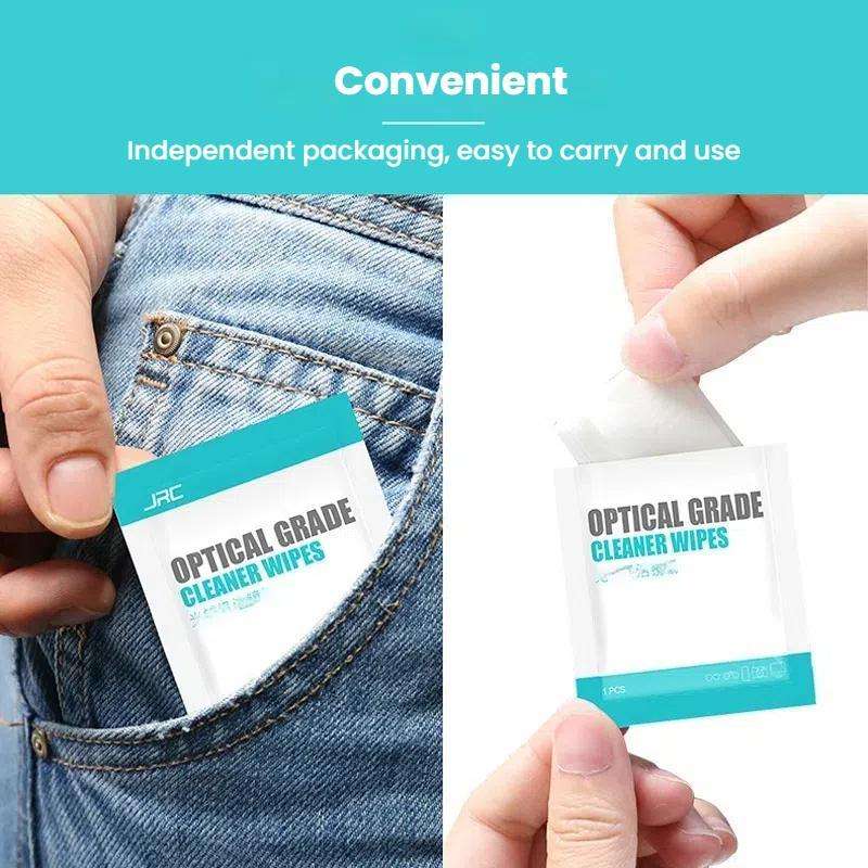 JRC F502 100pcs /Box Cleaning Glasses Paper Cell Phone Screen Cleaning Portable Alcohol Kit