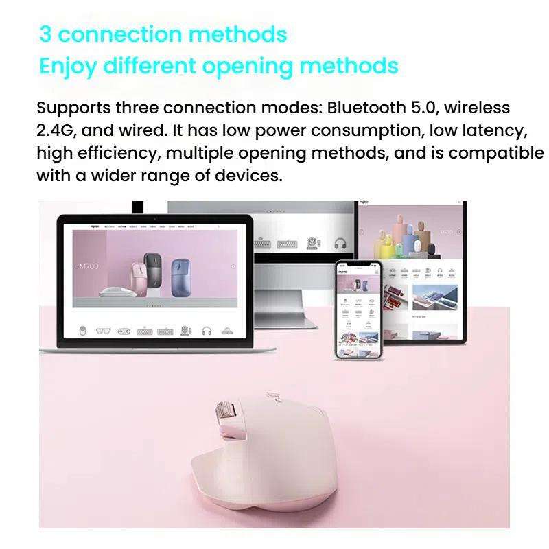 Rapoo Wireless Triple Mode Mice Ergonomic Desktop Laptop Business Office Mouse, Color: MT760mini Bla