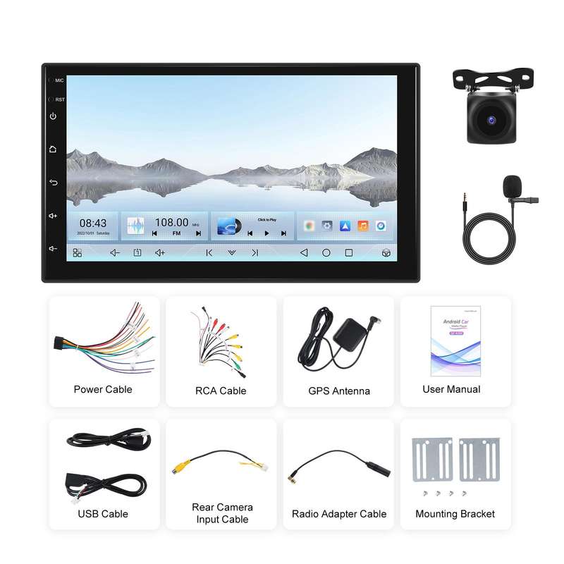 7 Inch 4+64G WiFi Version Dual Butt Universal Bluetooth Wireless Carplay Car Navigation Center Contr