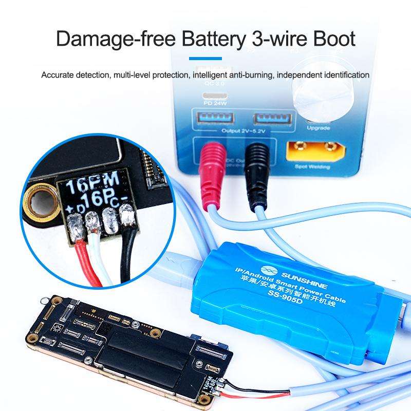 SUNSHINE SS-905D For iPhone / Android Series Power Supply Start-up Cables Mobile Phone Repair Test C