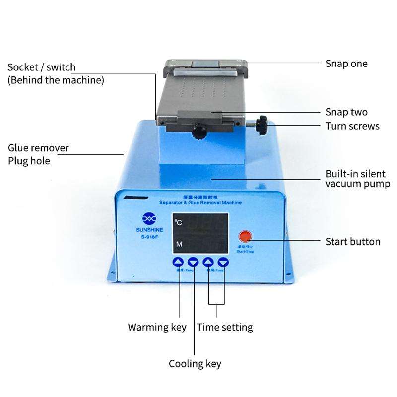 SUNSHINE S-918F Curved Screen 360-Degree Rotation Mobile Phone Screen Separator Screen Removal Heati