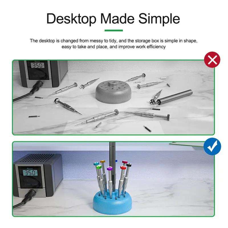 RELIFE RL-078 Magnetic Screwdriver Rotating Box 360-degree Rotation 17-slot Screwdriver Storage Box