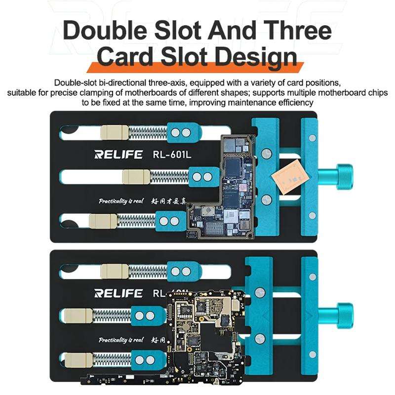 RELIFE RL-601L Mobile Phone Repair Mainboard Multi-Use Card Holder Chip Dual-Axis Fixed Card Slot