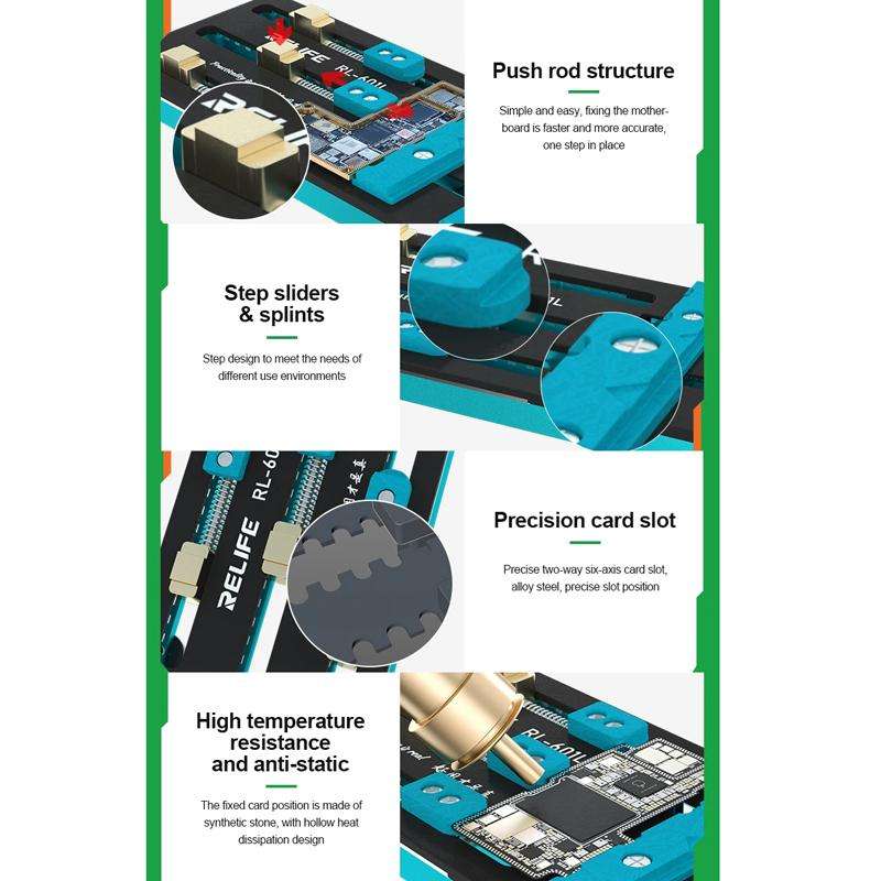 RELIFE RL-601L Mobile Phone Repair Mainboard Multi-Use Card Holder Chip Dual-Axis Fixed Card Slot
