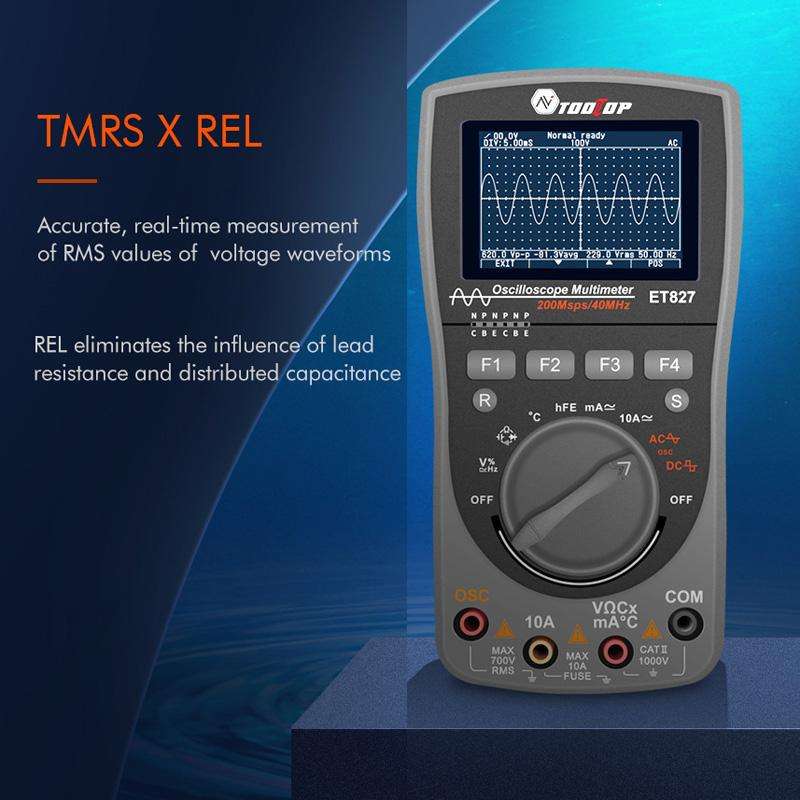 TOOLTOP ET827 Oscilloscope Multimeter 200Msps Sampling Rate 40MHz Oscilloscope + Multimeter 2 In 1