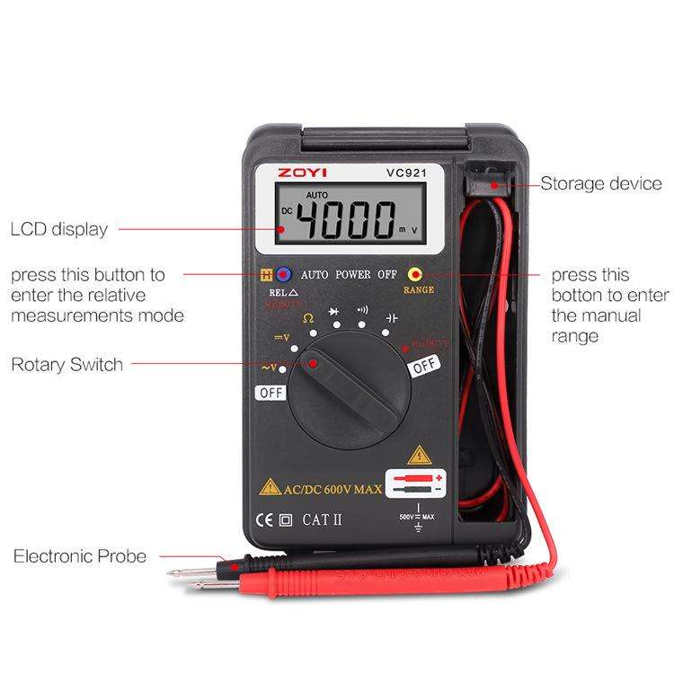 ZOYI VC921 Pocket Portable Auto-Ranging Digital Multimeter(Gray)