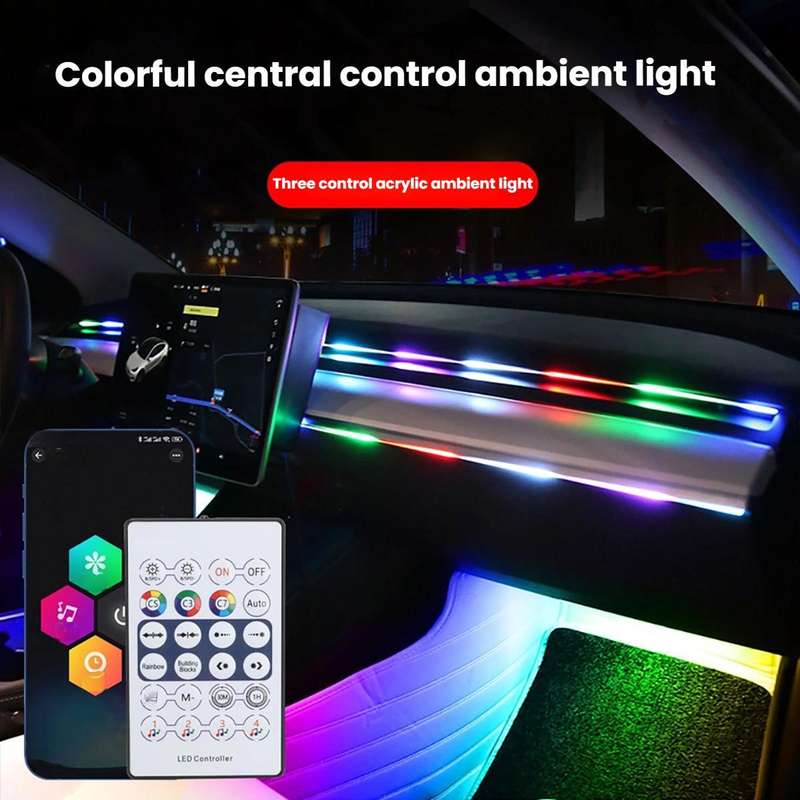 3 Control App Remote Control Colorful Car Interior Ambient Lighting Modified LED Acrylic USB Car Amb