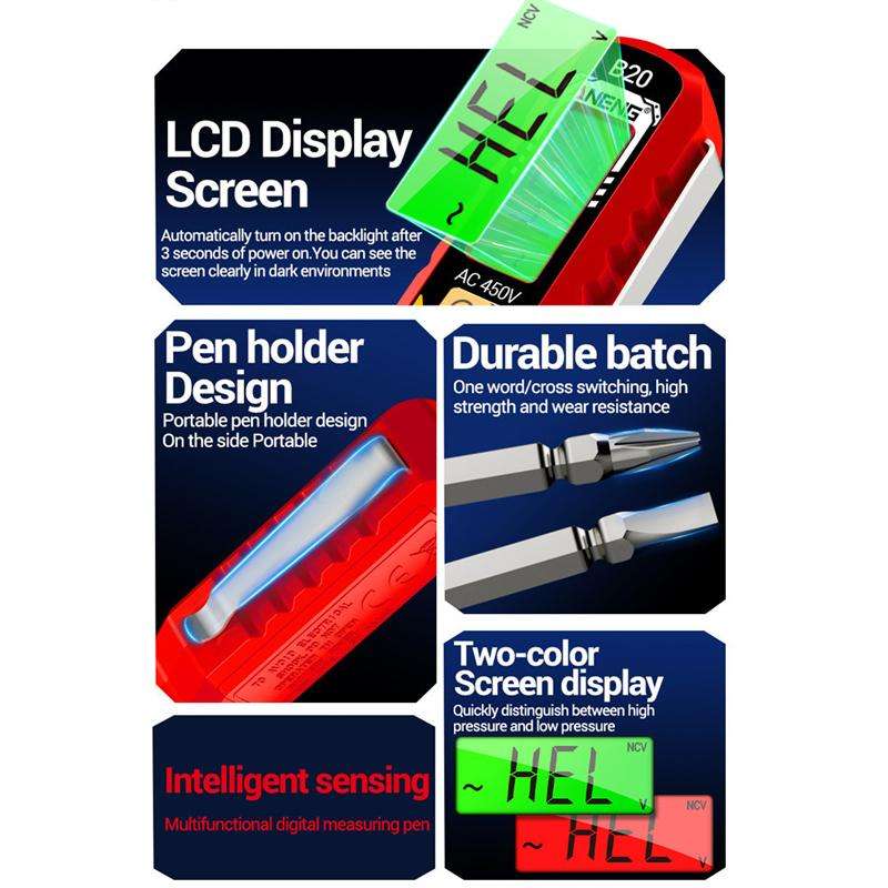 ANENG Multifunctional High-Precision Breakpoint Digital Display Test Pen(Black)