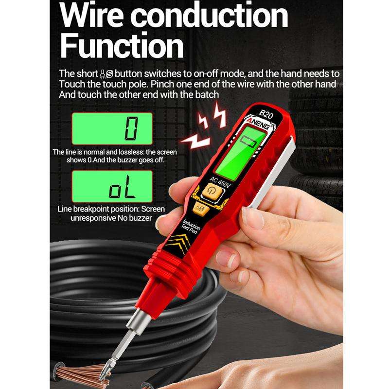 ANENG Multifunctional High-Precision Breakpoint Digital Display Test Pen(Black)