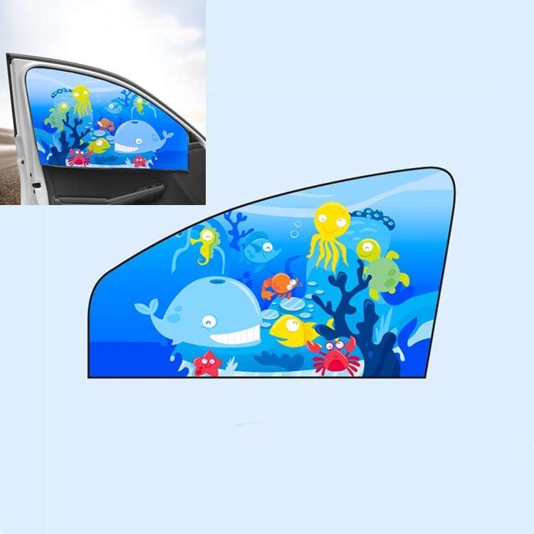 Car Cartoon Magnetic Sunshade Sunscreen Telescopic Collapsible Sunshield, Size:Co-pilot(Underwater W