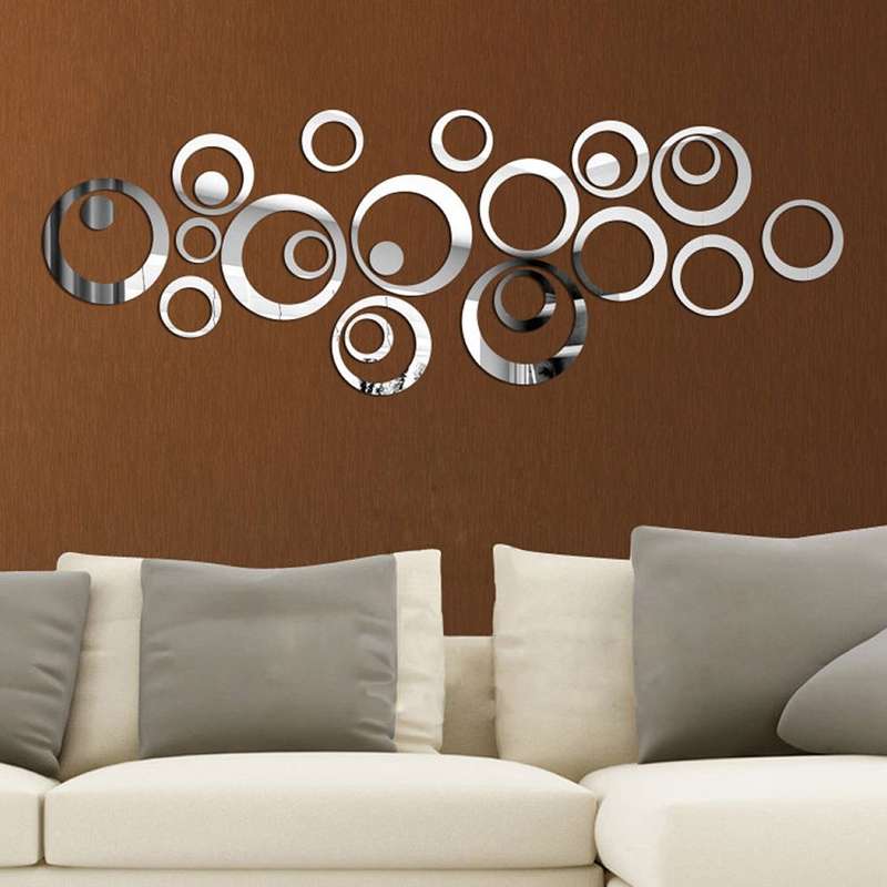 24 PCS 3D DIY Circles Decoration Mirror Wall Stickers for TV Background Home Decor Acrylic Decor Wal