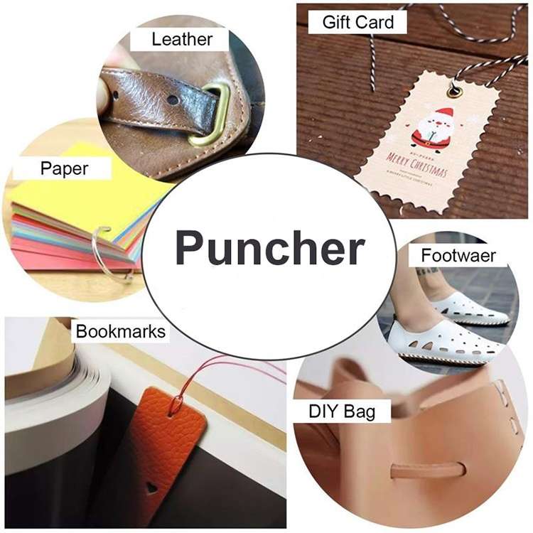 Multifunctional Belt Hole Puncher with 6 Holes Leather Hole Punch for Leather Belts Cards Paper Fabr