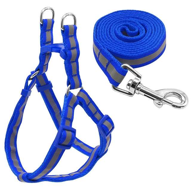 Small Medium Dogs Nylon Reflective Dog Leash Lead Set, Size:S(Black)