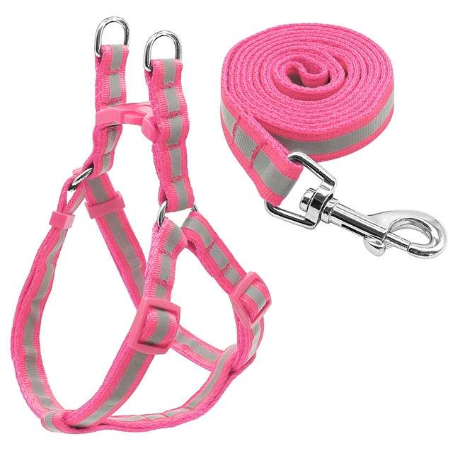 Small Medium Dogs Nylon Reflective Dog Leash Lead Set, Size:S(Black)