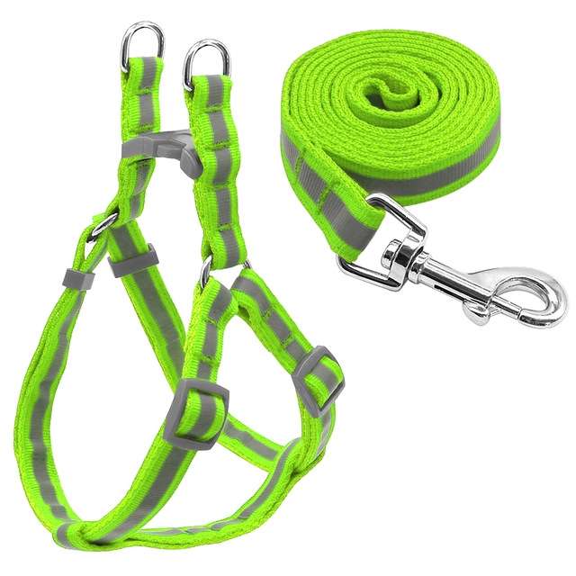 Small Medium Dogs Nylon Reflective Dog Leash Lead Set, Size:S(Black)