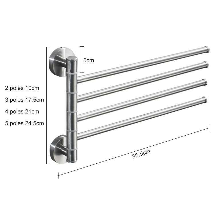 Stainless Steel Towel Bar Rotating Towel Rack Bathroom Kitchen Wall-mounted Towel Polished Rack Hold
